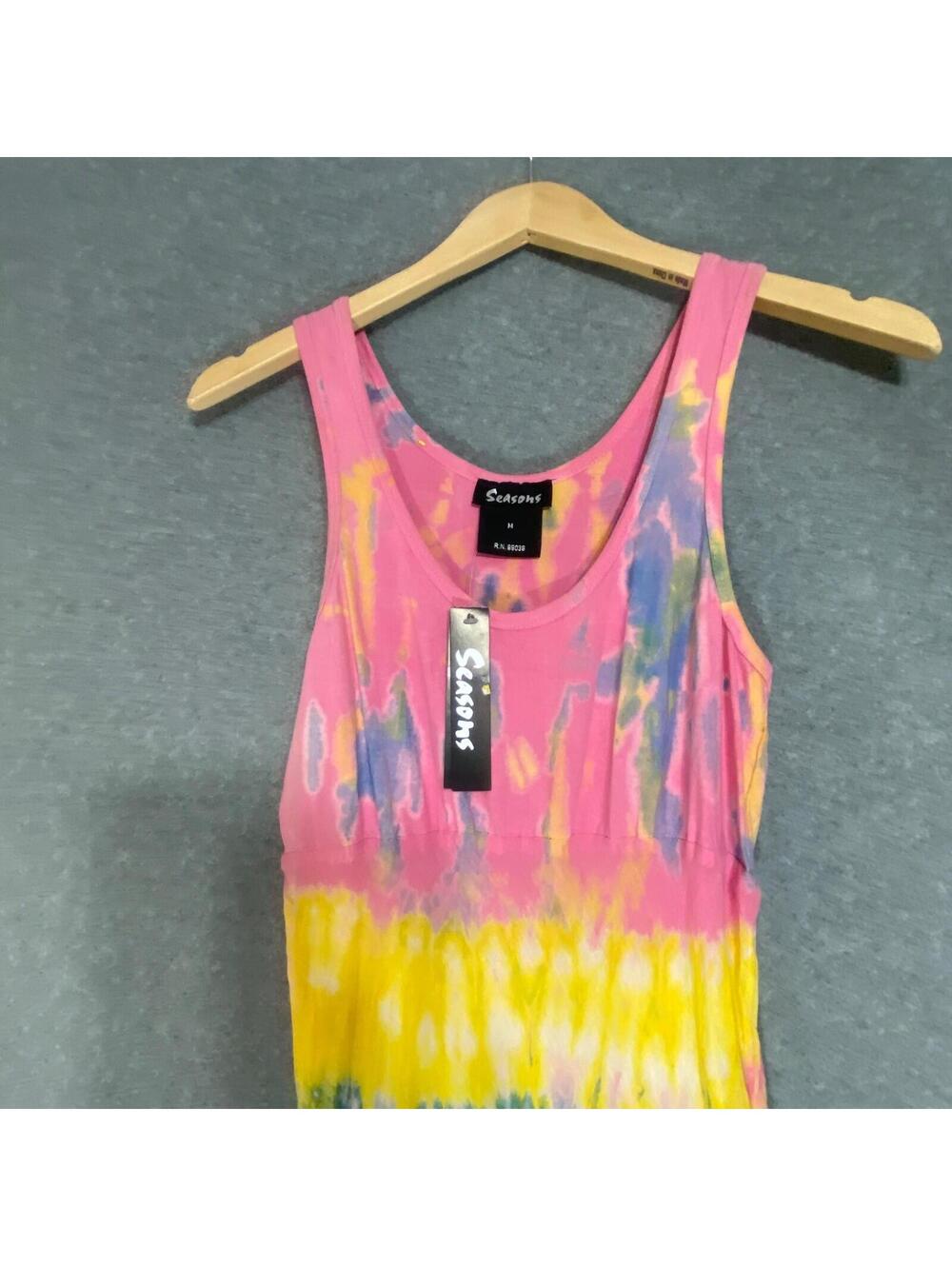 Seasons Pink Lemon Tie Dye Sleeveless Dress Size Medium - Picture 3 of 4